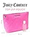 Juicy Couture Pink Makeup Bag Cosmetics Organizer Travel Essentials Zip Top Wedge Velour Heart Love