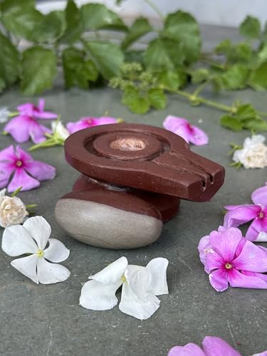 Image of Shivam VASTU AKAL 1.5 inch Original Narmadeshwar Narmada Shivling with 3 inch Narmada Stone Yoni Base Jaladhari (Ardhanarishwar Shivling, Brown Damru Jaladhari)
