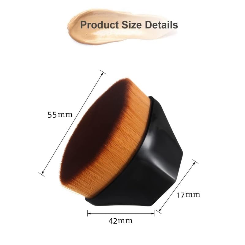 Avendreo Makeup Foundation Brush with Protective Case - Flat Top Kabuki Face Brush for Blending Liquid, Cream & Powder - Compact Blending Brush for Cream Makeup, Blush Brush for Women (Black) 3