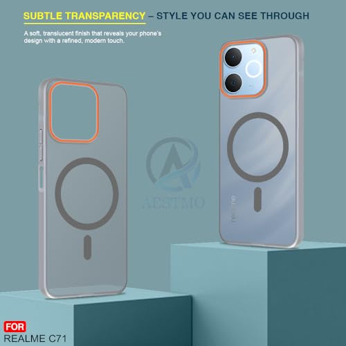 Image of AESTMO Realme C71 5G Back Cover | Slim Hard Shell | Matte Frosted Hard Back Translucent Back Cover for Realme C71 5G (Compatible with MagSafe Accessories, Black)