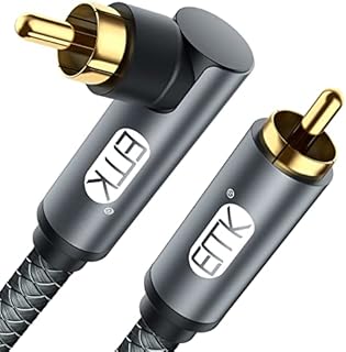 EMK Subwoofer Cable RCA to RCA Audio Cable 24K Gold-Plated Digital Coaxial RCA Cord for Home Theater, HDTV, DVD Player, Speaker, Subwoofer, Hi-Fi Systems (90 Degree Grey, 0.5M)