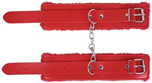 image for COLORFUL BLING Fluffy Leather Wrist Handcuffs Bracelet Sexy Leg Ankle 