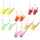TEHAUX 6 Pares de Pendientes Divertidos Colgantes de Bebida Simulada en Plástico y Aleación, Diseño Creativo y Seguro para Accesorios de Fiesta y Uso Diario Estilo Varios estilos