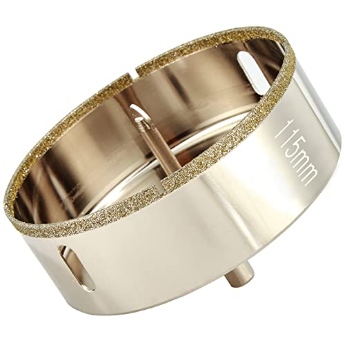 4 1/2 Inch (115mm) Diamond Hole Saw with Pilot Bit, 4.5 Inch Tile Hole Saw with Center Drill Bit for Marble, Quartz, Granite, Ceramics,Porcelain, 1-1/2 Depth of Cut for Thick Countertops