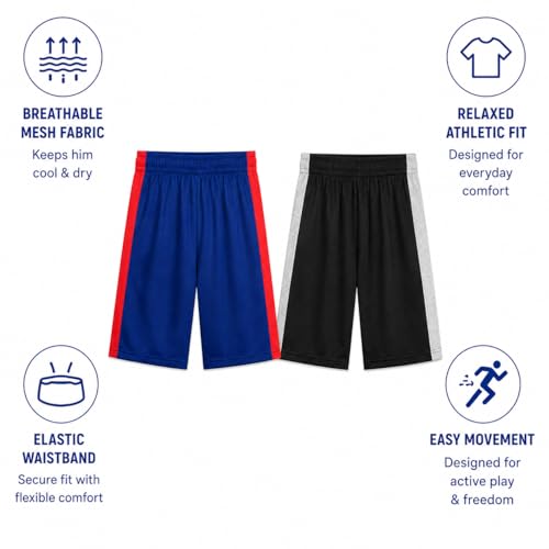 Image of Pro Athlete Boys Shorts Sets - 4 Piece Dry Fit Short Sleeve Crewneck Graphic Tee and Performance Shorts for Boys (Sizes 8-16)