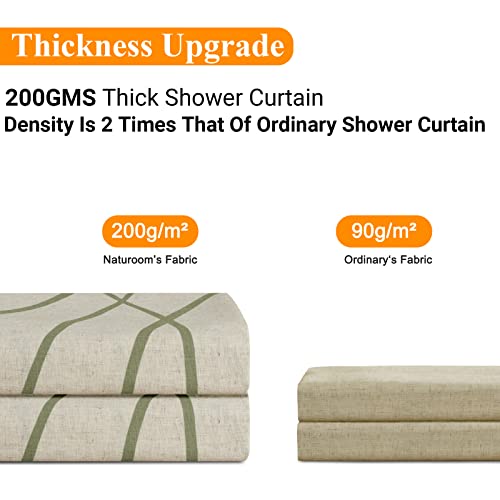 Naturoom Long Linen Shower Curtain, 78 Inch Long Sage Green Linen Textured Fabric Farmhouse Shower Curtain Set With Hooks, Weighted Hem, Hotel Quality & Machine Washable, 72X78, Sage/Light Green #TOP2