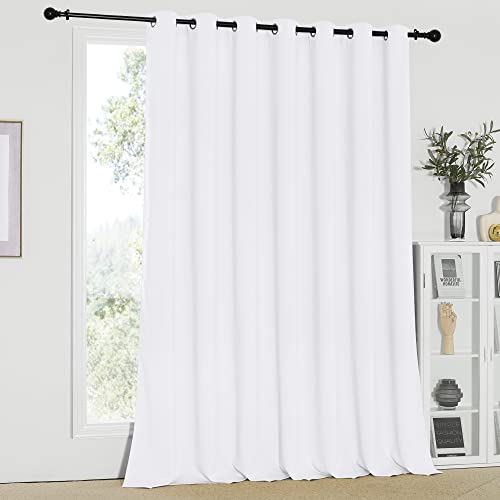 NICETOWN Sliding Door Curtains for Patio, Wide Width Drape, Vertical Curtains for Patio Door (White, Width 100 inches, Length 95 inches)