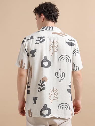 Image of StitchX Men's Half Sleeve Cuban Collar Printed Shirt
