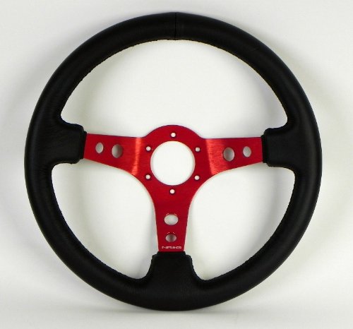 NRG ST-006R-RD Superceded to RST-006RD: 350mm (13.78 inches)- Black Leather with Red