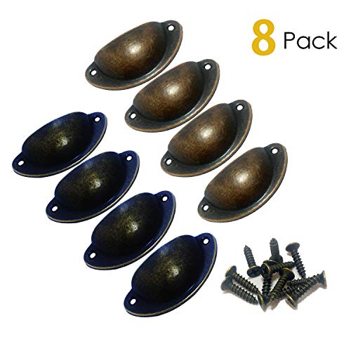 Snncan Bouton Porte Coquille Poignée, [8 Pcs] Rétro Poignées de Tiroir Poignée Meuble, Poignée de Meubles Bouton pour Armoire, Tiroir, Bin,Penderie, Porte, etc