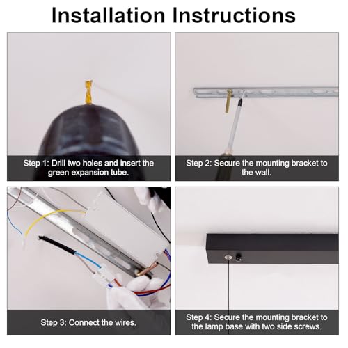 Lámpara de araña LED de 150 cm regulable en negro para comedor 6