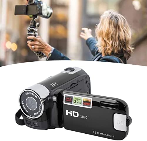 Cameră video Goshyda 4K 48MP, înregistrator DV, ecran rotativ de 2,7 inchi, zoom digital 16X, negru, USB pentru conectare la calculator