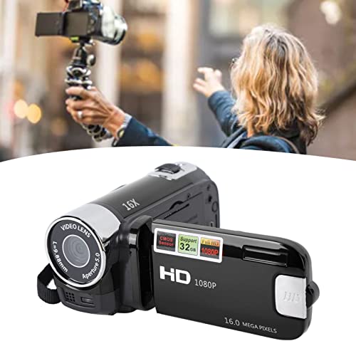 Cámara de Vídeo, Videocámara 4k con Zoom Digital de 16x, Cámara de Vídeo Digital Portátil, Videocámara Vintage con Pantalla de Rotación de 270° de 2,7 Pulgadas, Cámara Vlog (Black)