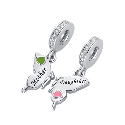 Abalorio de mariposa para madre e hija de plata compatible con pulsera Pandora 5