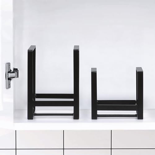Image of Livzing 2Pcs Plate Stand - Plate Holders - Metal Plate Dish Organizer Drying Rack for Kitchen Cabinet & Countertop - Utensil Storage Stand for Plates, Lids, Cutting Boards, Bowl (Small & Large Black)