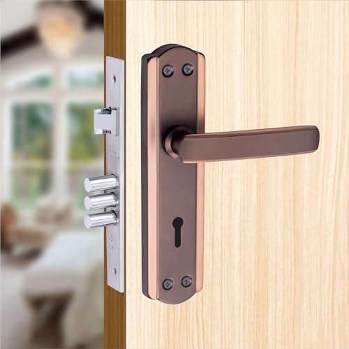 Image of Milton Mortise Lock Set with Lock Handle, Rose .Copper Finish, 7 Inch, MHI-521,