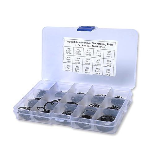 MUSISALY Assortment Kit Carbon Steel Circlip Retaining for Automotive Machinery and Industrial Applications Resistant Black Finish