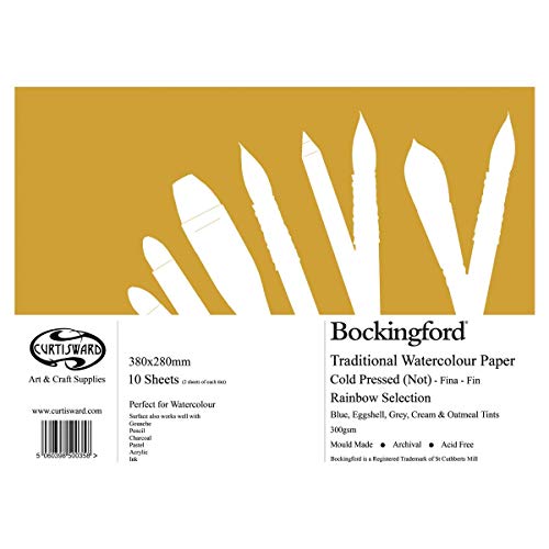 Curtisward Bockingford Rainbow Mix Shade Artists - Bloc de papel para acuarela, 28 x 38 cm