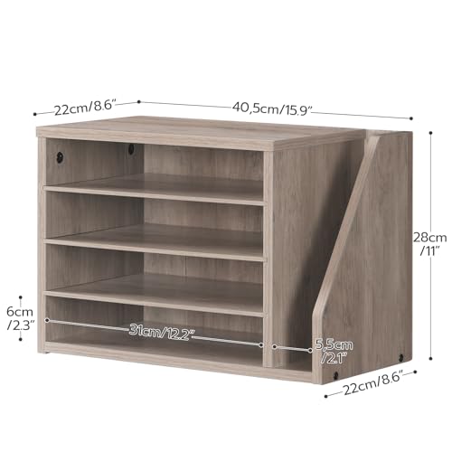 HOOBRO Mail Sorter, Literature Organizer with Adjustable Shelves, Paper Organizer for Office, Home, Wood Countertop Mail Sorter, File Holders, Magazines, Greige BG41WF01N1 - Image 3