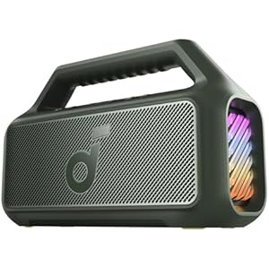 Soundcore Altavoz Bluetooth Potente Boom 2, con Potente Sonido 80W Gracias al Subwoofer y BassUp™, 24h, IPX7, Tiene Luces RGB, Puerto USB-C, para IR de Camping, a la Playa o al Campo Verde