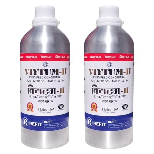Image of REFIT Vitamin H for Cow, Cattle, Buffalo, Sheep, Goat, Poultry, Dairy Farm and Livestock Animals, 1000 ml X 2, Pack of 2, VIYTUM H