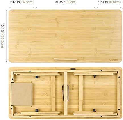 Zipom 100% Portable Bamboo Laptop Stand Foldable Desk Notebook Table Laptop Bed Tray Bed Table, play games on bed Table with Drawer (29.5in-flat)