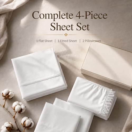 Image of MEISHANG 1000TC Cotton Sheets California King, 18-24 inch Extra Deep Pocket | 1000TC Egyptian Cotton Sheets, Sateen Weave, Ultra Soft & Breathable, OEKO-TEX Certified