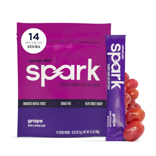 AdvoCare Spark - Energy Drink Mix - Vitamin & Amino Acid Supplement - Supports Energy & Focus* - Portable Immune Support* - Sugar-Free - Grape, 14 Stick Packs (3.5 oz) AdvoCare Spark - Energy Drink Mix - Vitamin & Amino Acid Supplement - Supports Energy & Focus* - Portable Immune Support* - Sugar-Free - Grape, 14 Stick Packs (3.5 oz)