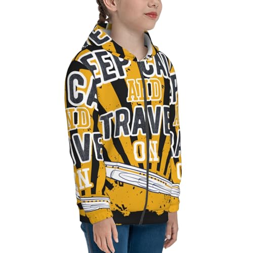 Keep Calm and Travel On Kid Hoodies Boys Zip Up Sweatshirts Girls Pullover with Pocket4