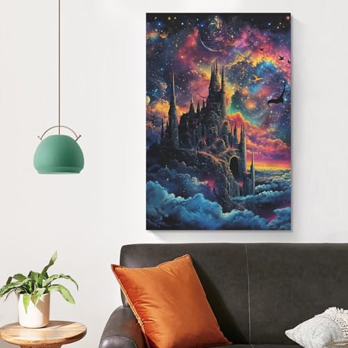 Tableau Impression Sur Toile Château de Rêve Décoration Murale Salon Chambre 50x75cm - 4