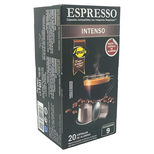 Café Intenso - 20 Cápsulas de Aluminio Compatibles con Nespresso,