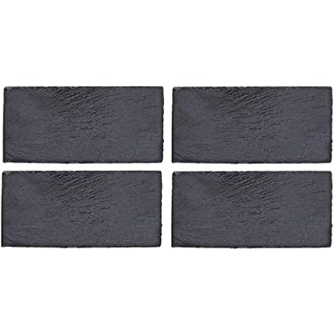 Set of 4 Black Slate Charcuterie Boards, Cheese Boards, Individual Stone Plates for Cheese, Meat, Appetizers Cover