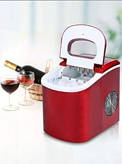 Suuim Máquina de Hielo Comercial pequeña para el hogar, Tienda de té Helado Redonda, KTV, Agua Manual, Hielo automático (Color: Azul) Peng (Color: Rojo) (Rojo)