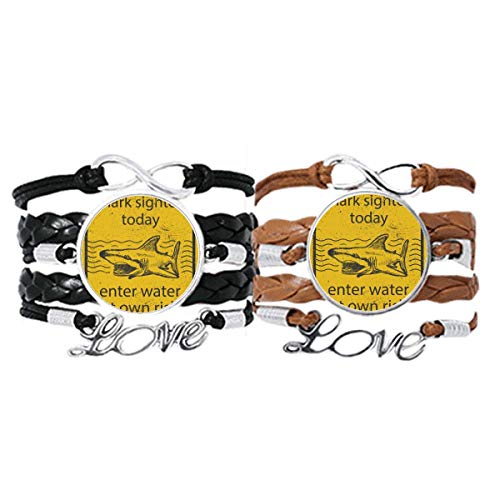 Pulsera pareja Tiburón cuerdas de cuero para unir vuestro destino salvaje