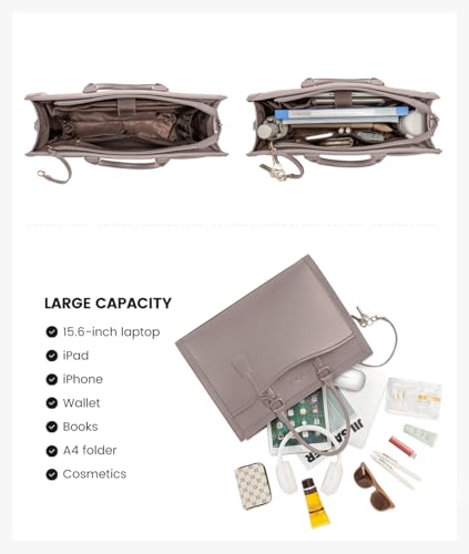 Image of LOVEVOOK Laptop Tote Bag for Women, Office Work Bag Briefcase fit for Laptop, Large Capacity Teacher Bag Handbag
