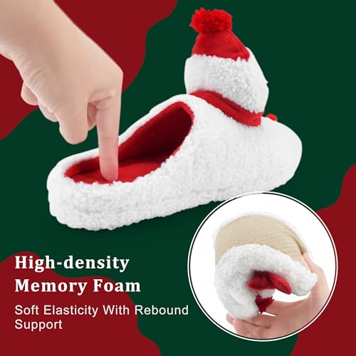 SKYWHEEL Women's Reindeer Slippers - Comfortable Plush Warm Non-Slip Slippers for Christmas, Family, Holiday, Winter, House, Indoor, Outdoor, Bedroom3