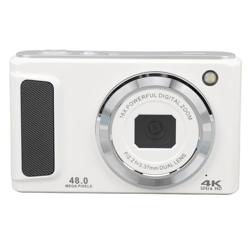 Cámara digital compacta 4K UHD 48MP con zoom 16X blanca