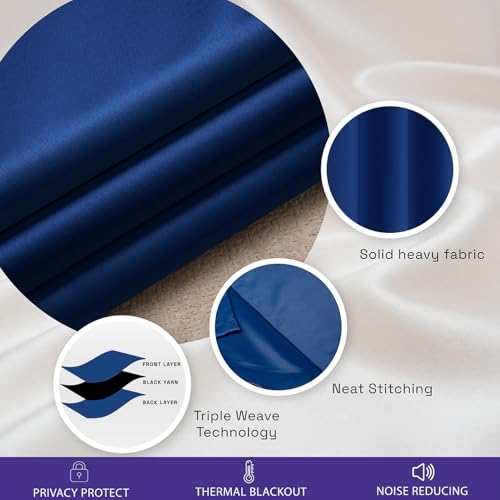 Image of Wakefit Solid Blackout Window Curtains 5 Feet | Set of 1 | Upto 95% Room Darkening Faux Silk Drapes | Thermal Insulated & Noise Reducing Curtains for Living Room & Home Dcor | Barkana Blue