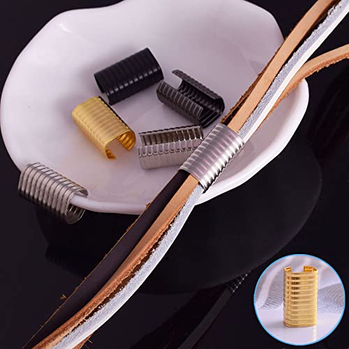 Leather Rope Clip Crimping Cord String Metal Fastener Cord Clamp 3/4" Adjustable Fold Over Crimps End Cap For Leather Cord Diy Making 20Mm 120Pcs (Silver) #TOP7