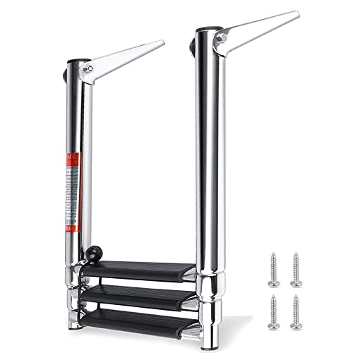 image for XinKunmarine Boat Ladder 3 Step,Stainless Steel Telescoping Heavy Duty