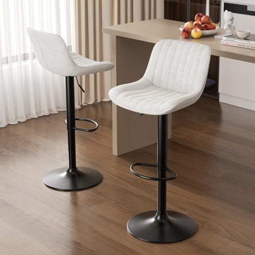 Bar-Stools-Set-of-2-Kitchen-Swivel-Counter-Barstool-Adjustable-Height-Island-Bar-Chairs-Modern-Stools-White Bar Stools Set of 2 Kitchen Swivel Counter Barstool Adjustable Height Island Bar Chairs Modern Stools White