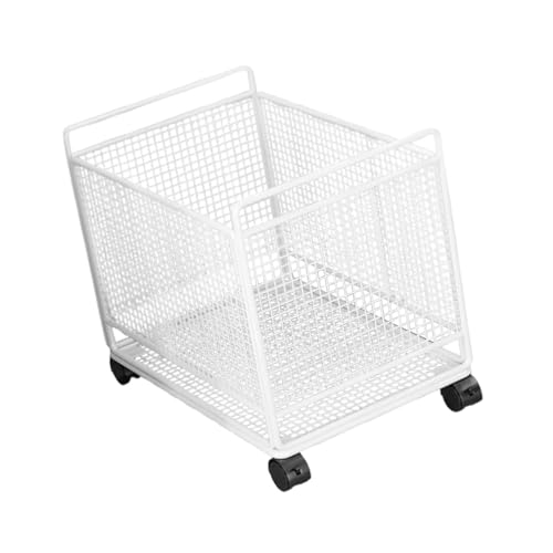 Generic Rolling Cart with Wheels Movable Bookshelf Multifunctional Under Desk Book Bin Slide Out Utility Cart for Pantry, White