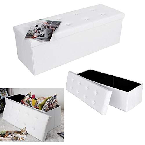 Banc avec Espace de Rangement,Coffre Pliable de Rangement pour Repose-Pieds