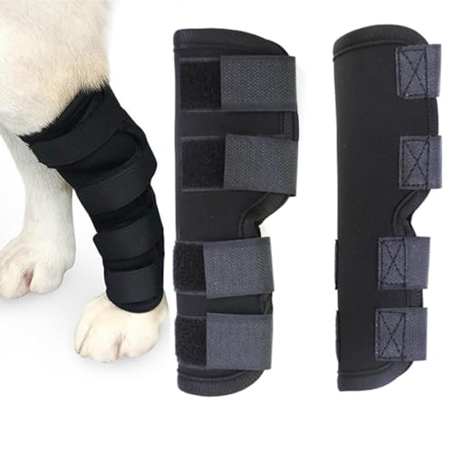 Image of iHOO 1 Pair Dog Front Leg Brace, Prevents Injuries and Sprains,Knee Support for Dogs with 2 Bandages L