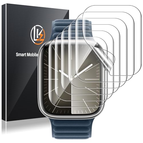 LK 6 Pack Apple Watch Series 9 Series 8 Series 7 41mm Screen Protector, [Self-Healing] TPU Film, Anti-Scratch, Ultra-Thin Screen Protector Designed for iWatch 9/8 / 7 41mm, Clear