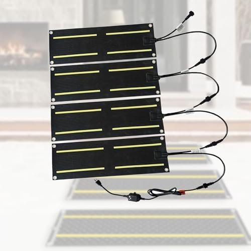 Heated Snow Melting Mats, 10" x 48" Outdoor Heating Pads for Ice & Snow, Safe Sidewalk & Stairs Ice Melters, 2-Piece Set for Winter Safety