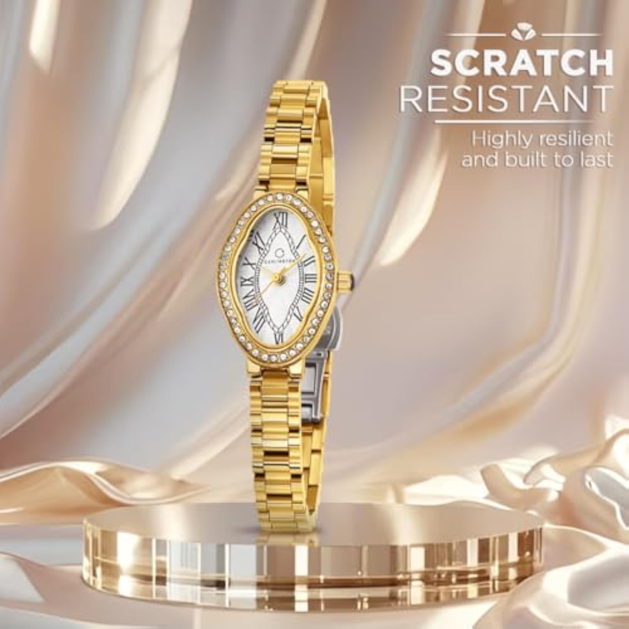 Diva Series Women's Analog Wrist Watch with Stainless Steel Chain Strap