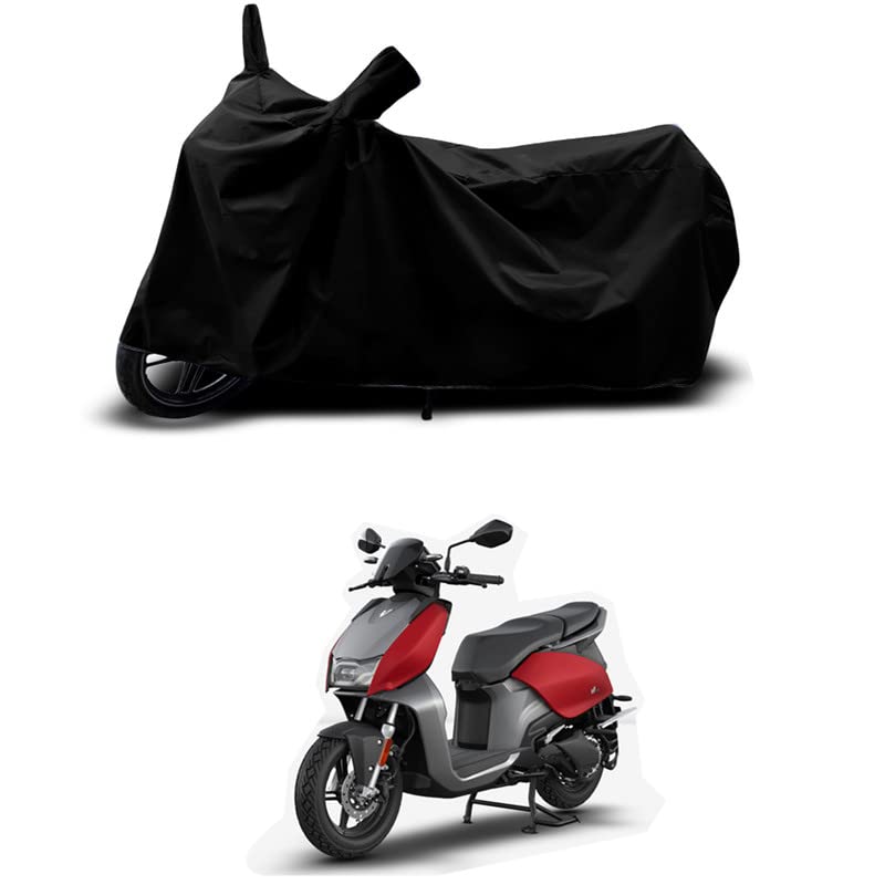 Image of 100% Scratchproof /UV-Rays /Heat Protection /Birds Dropping /Water Resistant /Dust Proof /Waterproof /Full Bike Scooty Two Wheeler Body Cover Compatible for Electric V1 Plus All Varients[Black]