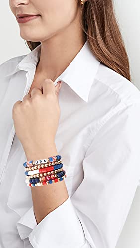 Pychee PYCHEE-01 American Flag Bracelet Surfer Heishi 4Th Of July Bracelets Set For Women Stackable Gold Clay Ploymer Bead Stretch Bracelets Summer Beach Layering Bracelets Jewelry thumb #4
