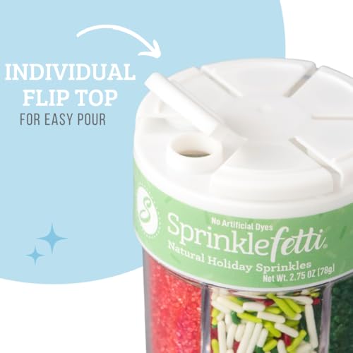 Image of Sweets Indeed Sprinkles 6 Cell Edible Sprinkle Mix Jimmies Perfect for Cake Decorations Baking Ice Cream Cookies Cupcake Topper (Christmas)